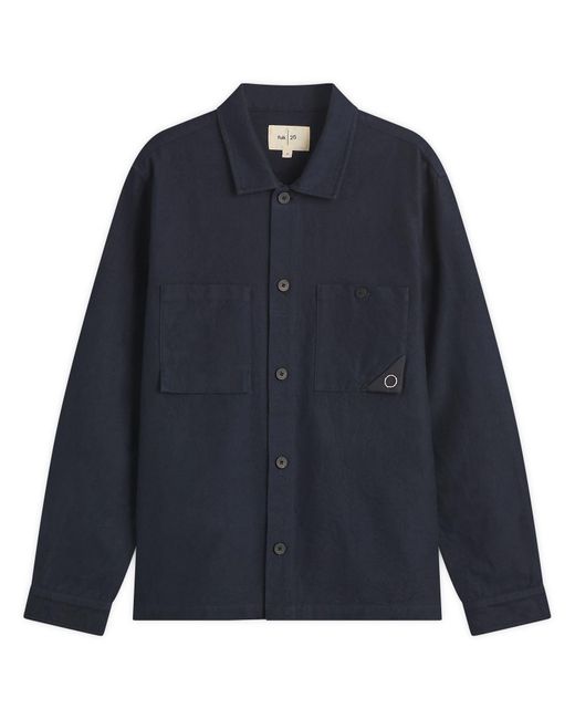 Folk Blue Anniversary Patch Overshirt for men