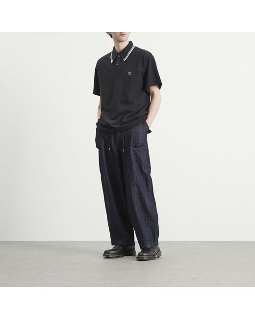 Needles Black Pique Polo for men