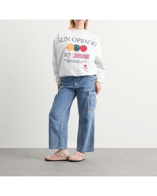 SUNDAYFRUITMARKET White Open Sun Crewneck