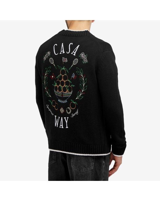 Casablancabrand Black Embroidered Casa Way Cardigan for men