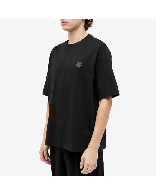 Maison Kitsuné Black Tonal Fox Head Patch Oversize T-Shirt for men