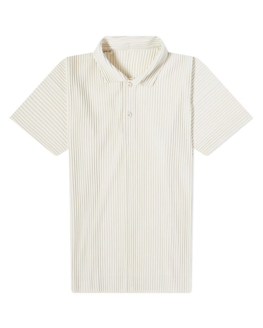 Homme Plissé Issey Miyake Pleated Polo Shirt in White for Men | Lyst UK