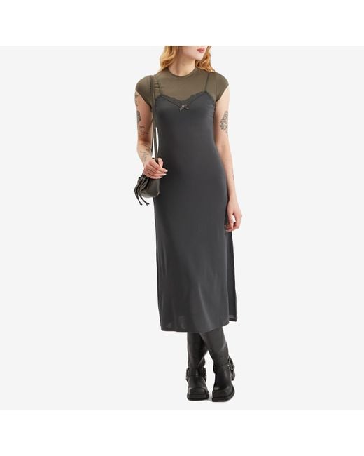 Acne Black Eluna Double Layer Slip Dress