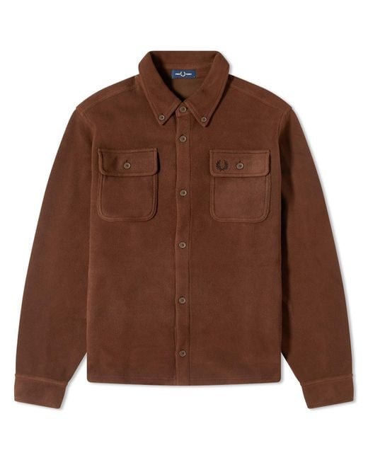 Fred Perry Brown Fleece Overshirt for men