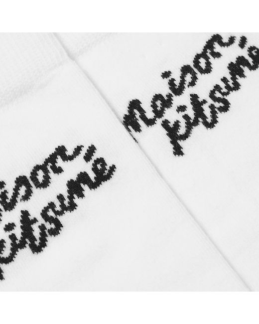 Maison Kitsuné White Handwritting Logo Socks