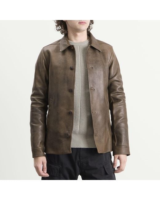 Rick Owens Green Buttoned Leather Brad Jacket for men
