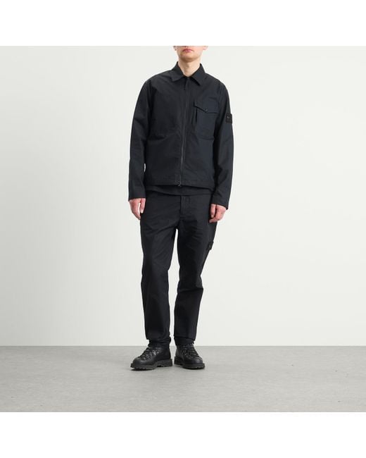 Stone Island Black Ghost Cotton Canvas Zip Shirt Jacket for men