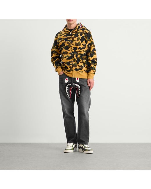 A Bathing Ape Gray Shark Loose Fit 13Oz Jeans for men