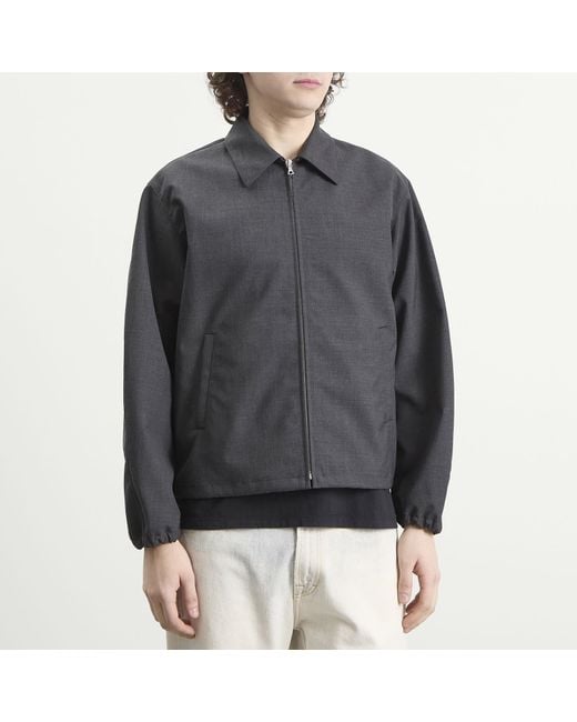 Auralee Black Bonded Tropical Wool Zip Blouson for men