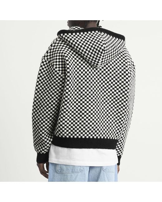 Annie Hood Black Checked Knitted Jacket for men