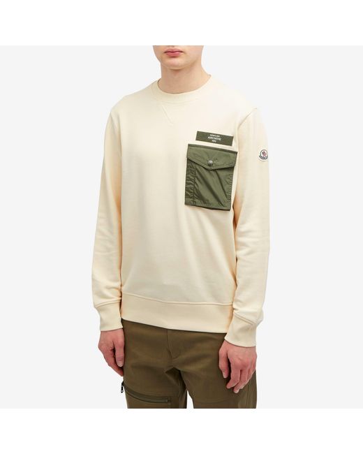Moncler Natural Long Sleeve Nylon Pocket T-Shirt for men