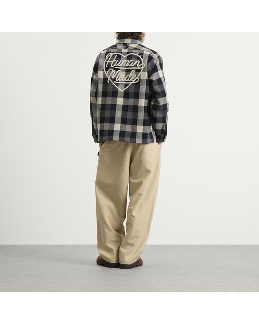 Human Made Black Wool Check Shirt Jacket for men