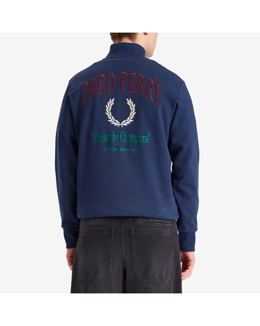 【FRED PERRY】 Embroidered Champion Half Zip Sweatshirt ★ Fred Perry M9847 Embroidered Champion Half Zip X86 Tennis