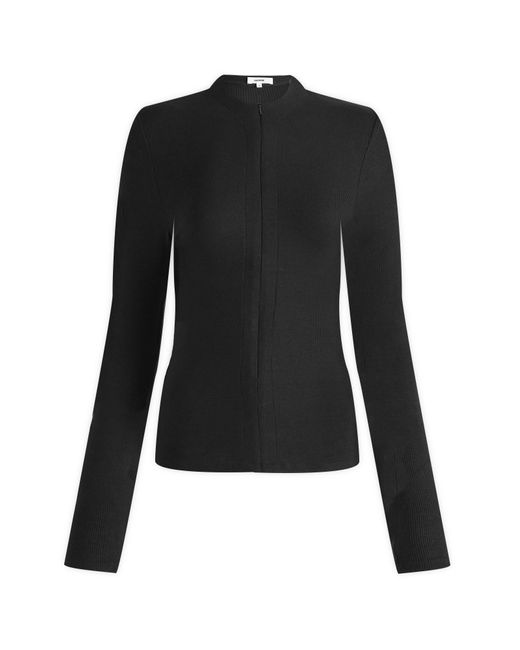 Joah Brown Black Invisible Zip Long Sleeve Top