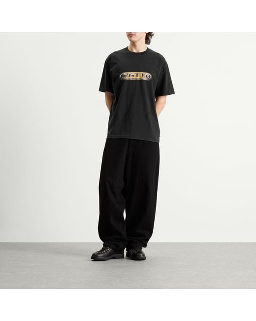 PATTA Black Gilded Acid Washed T-Shirt for men