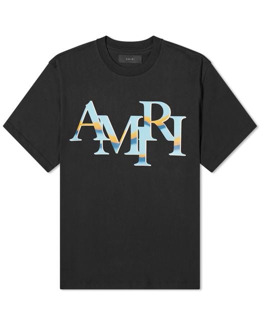 Amiri Black Chrome Staggered Logo T-Shirt for men