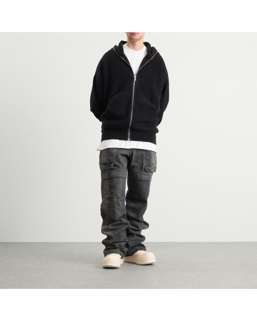 Rick Owens Black Alpaca Gimp Hoodie for men