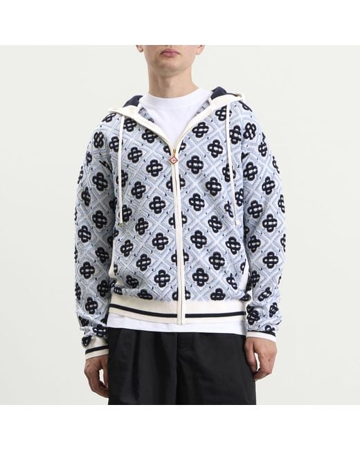 Casablanca Blue Monogram Zip Up Hoodie for men