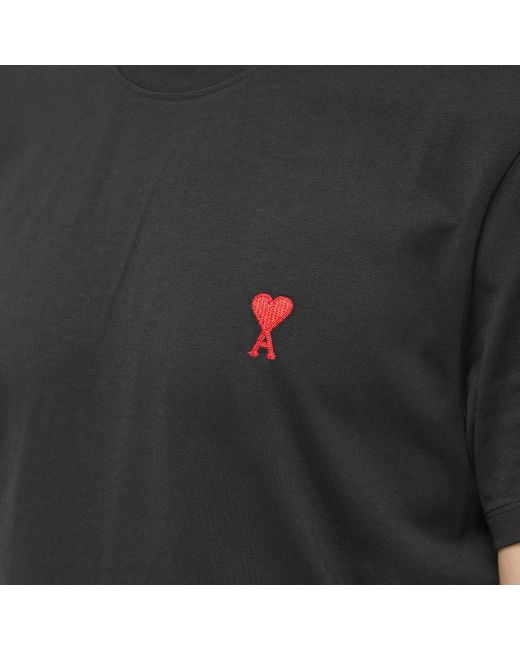 AMI Black Ami Small A Heart T-Shirt for men