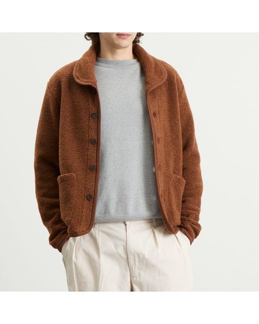 Universal Works Brown Alvar Fleece Lancaster Jacket for men