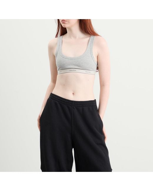 Calvin Klein Heritage Unlined Bralette in Grey | Lyst UK