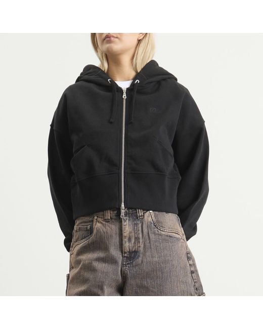 Dime Black Cropped Zip Hoodie