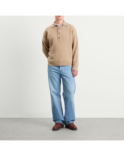 Jacquemus Natural Wool Cashmere Knitted Polo for men