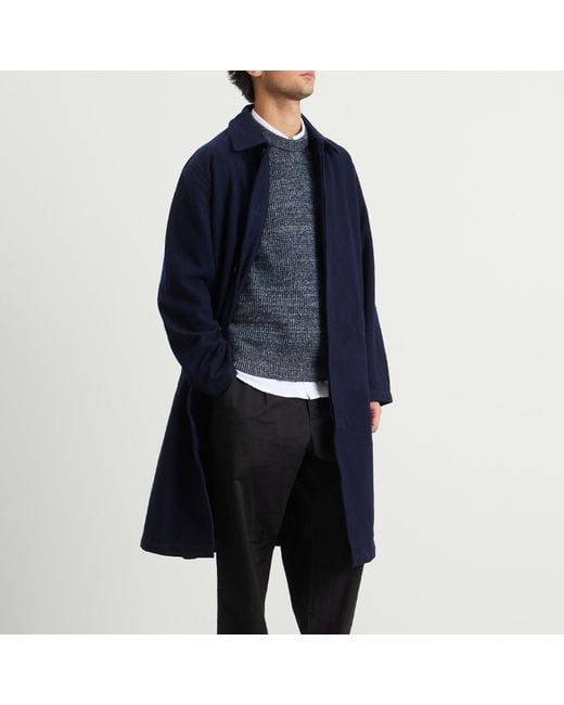 Universal Works Blue Mowbray Wool Mac Coat for men