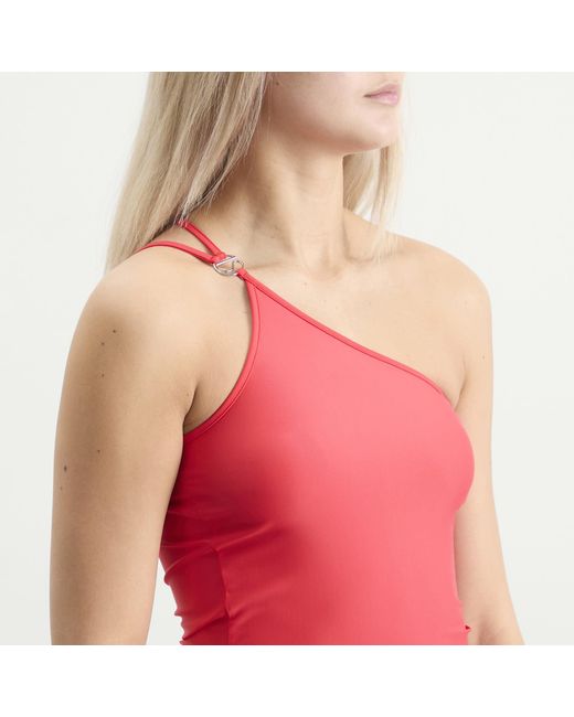 Coperni Red C-Logo One Shoulder Dress