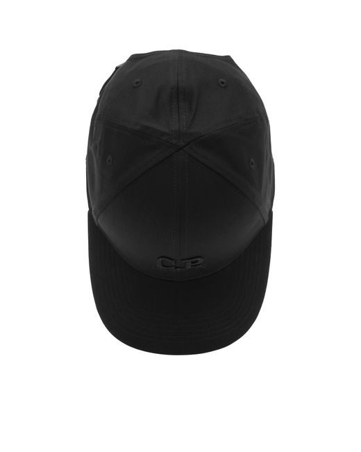 C P Company Black Gabardine Logo Cap for men