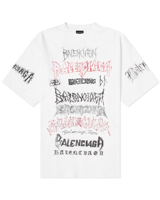Balenciaga White Metal Logo T-Shirt for men