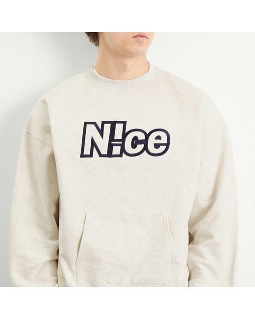 N!CE White Embroidered Logo Sweatshirt for men