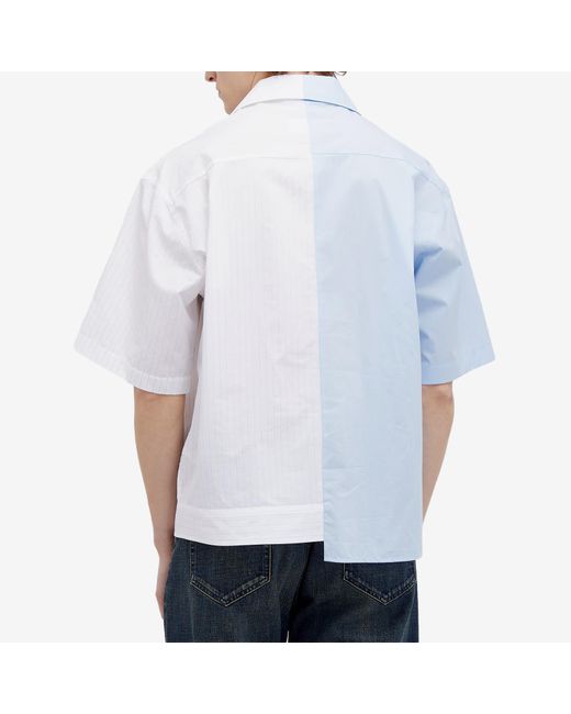 MM6 by Maison Martin Margiela Blue Logo Hybrid Short Sleeve Shirt for men