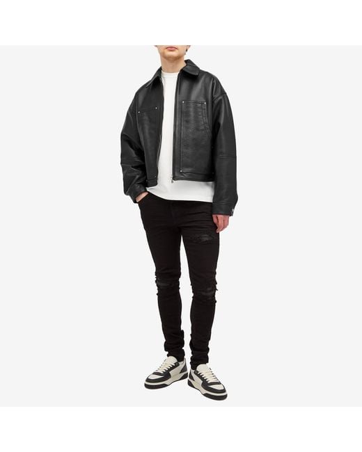 Amiri Black Ma Quad Leather Work Jacket for men