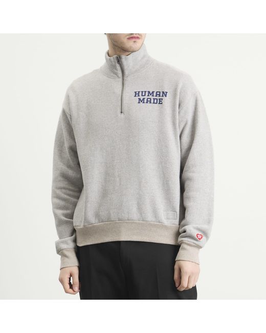 Human Made Gray Half-Zip Sweatshirt for men