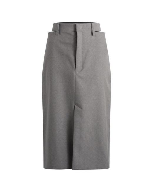 Jil Sander Gray High Waist Skirt With Slashed Side Waistband