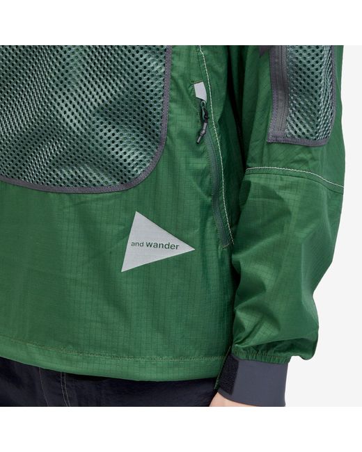 And Wander Green Breathable Ripstop Pullover Jacket for men