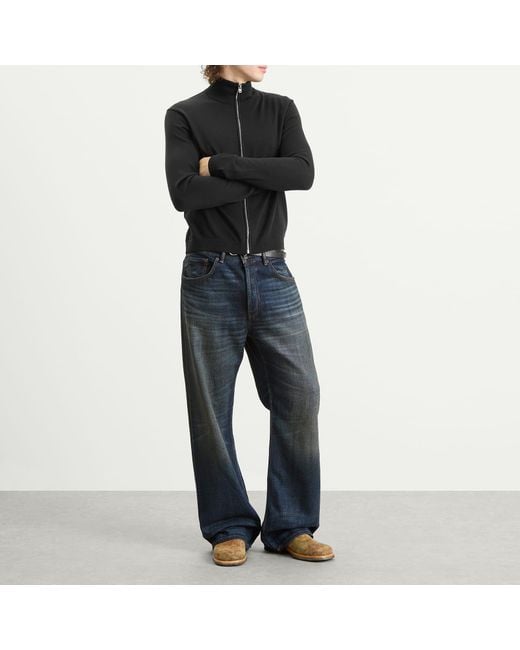 Acne Black Kungo Merino Zip Through Jumper for men