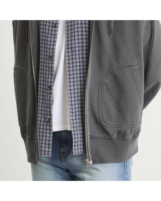 FRIZMWORKS Gray Og Pigment Dyed Zip Hoodie for men