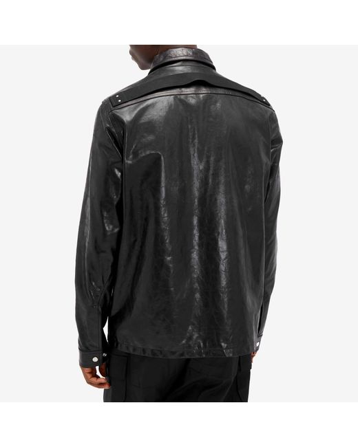 Rick Owens Black Brad Leather Boxy Jacket for men