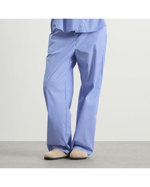 GOOD AMERICAN Blue Poplin Lace Trimmed Pull On Pants