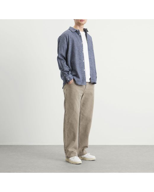Palmes Blue Cotton Mouline Shirt for men