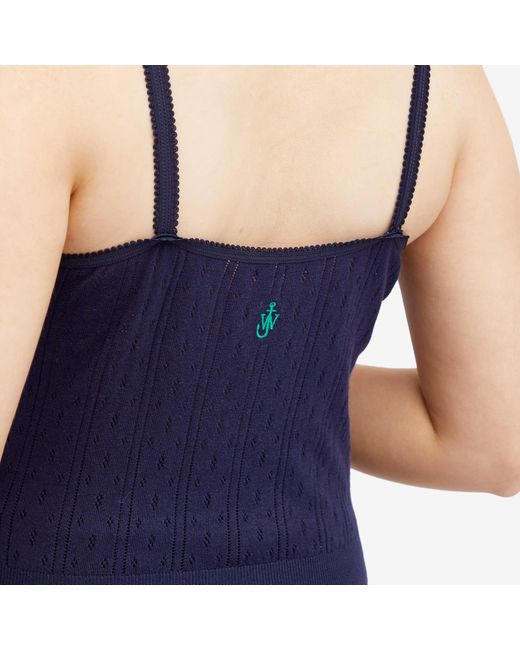 J.W. Anderson Blue Pointelle Straight Neck Vest
