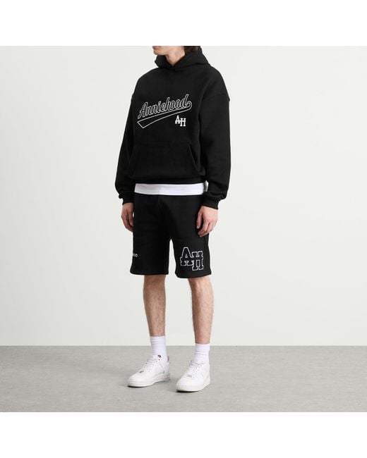 Annie Hood Black College Sweat Shorts for men