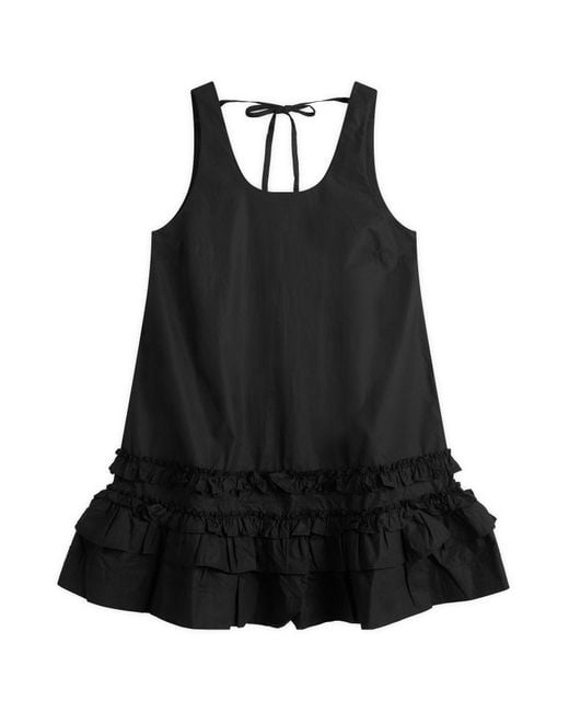 Ganni Black Cotton Poplin U-Neck Mini Dress