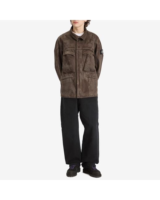 Stone Island Brown Raso Gommato 3L Laser Camo Field Jacket for men