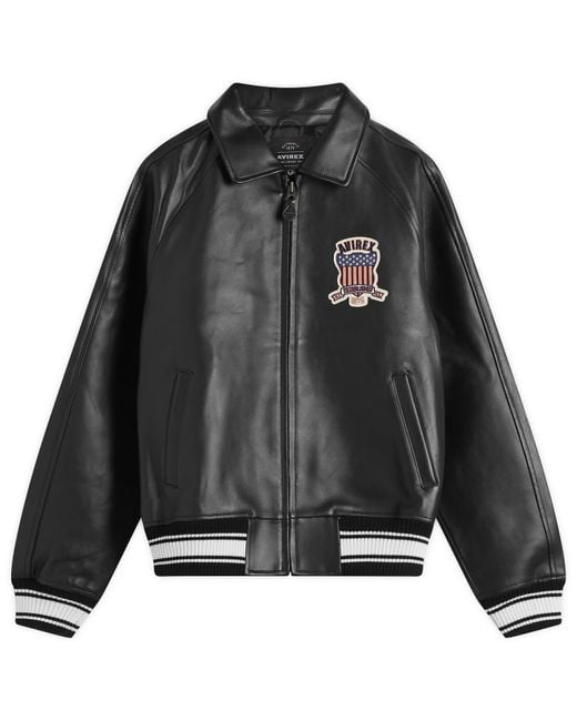 Avirex Black Icon Leather Jacket for men