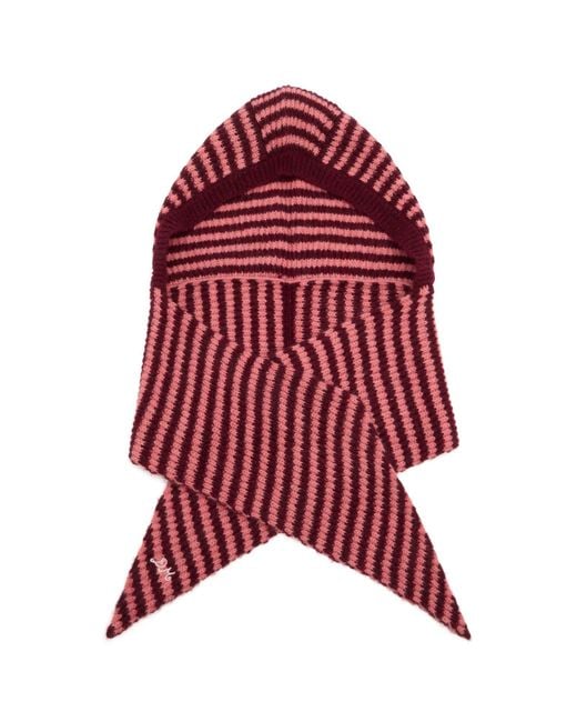 Damson Madder Red Tie Front Stripe Hood