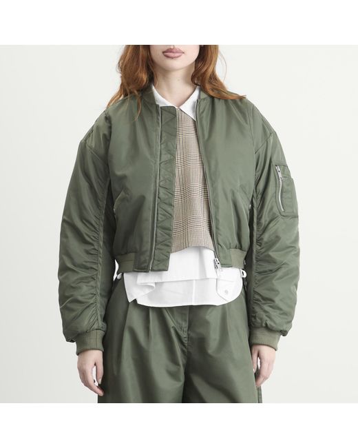 Stel Green Nylon Bomber Jacket