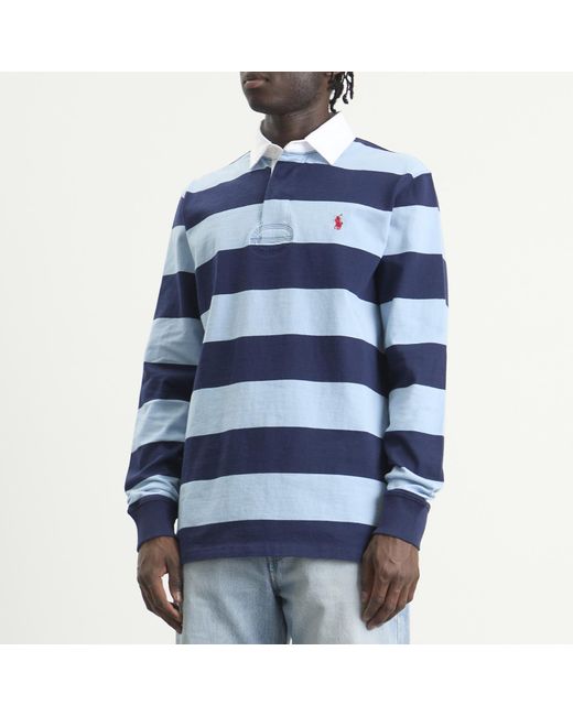 Polo Ralph Lauren Blue Long Sleeve Rugby Shirt for men
